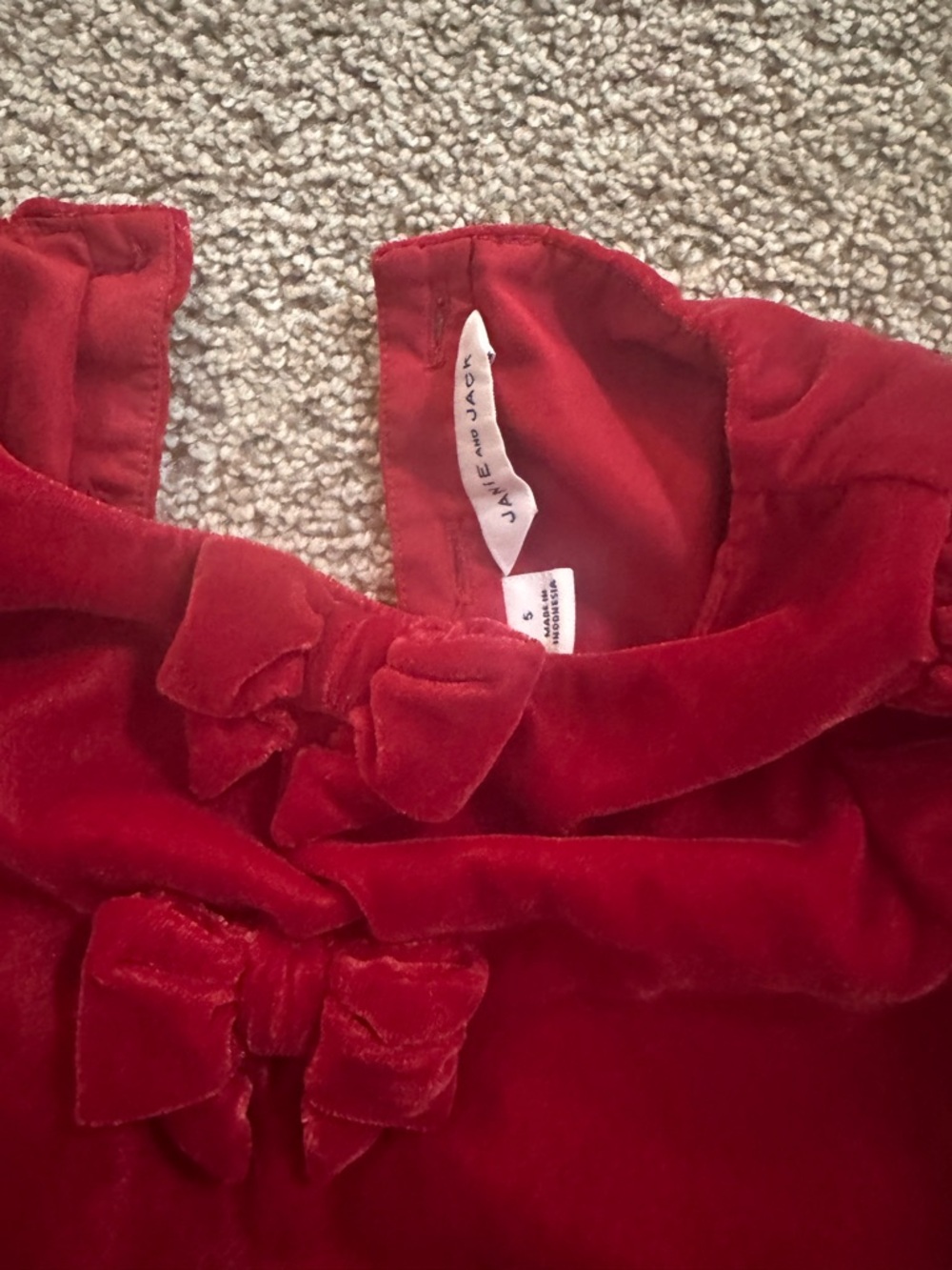 Janie and Jack Red Velvet Bow-Accent Formal Dress